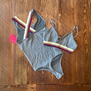 NEW Target XS rainbow grey bralette & bodysuit